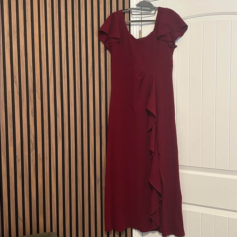 Stylish Burgundy Ruffle Dress